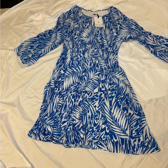 Beautiful Lightweight Elle Blue and White Abstract Dress XL NWT - Picture 6 of 10